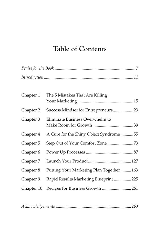 Table of contents